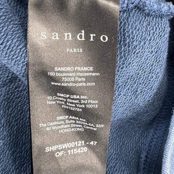 Sandro Hoodie Blue Striped Pullover Cotton Stripe Large - Picture 4 of 5
